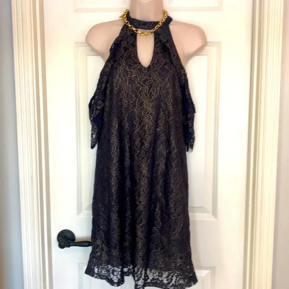 𝅺NWT francesca’s blue and gold dress‎ size small